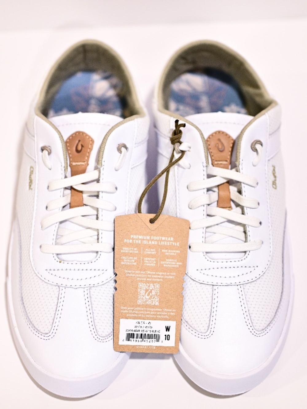 NWT Women's OluKai Kilea White Leather Sneaker Size 10
